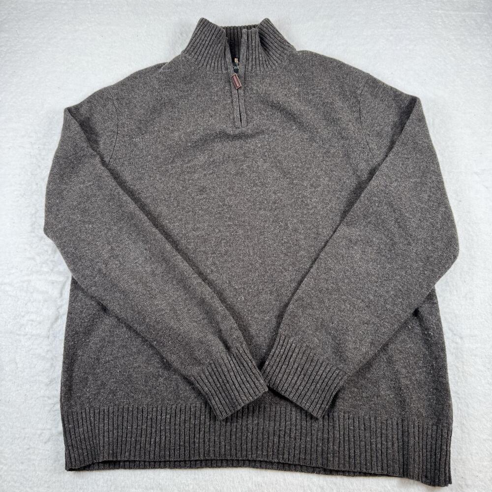 Bonobos Sweater Mens Size 2XL Brown 1/4 Zip Mock Neck Lambswool Knit Pullover